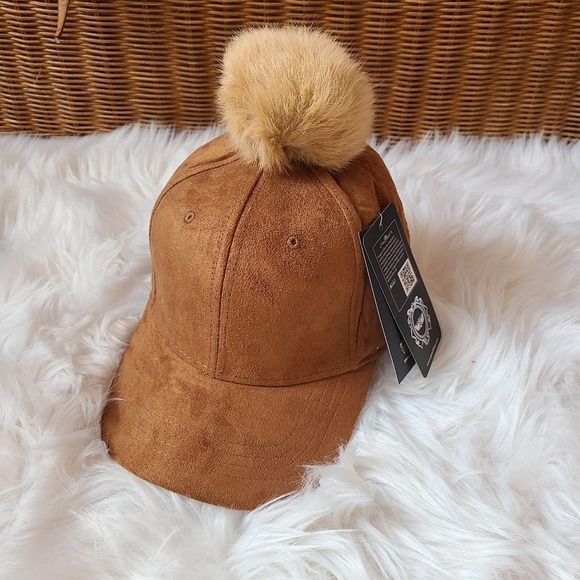 Angela & William Brown Suede Pom Pom Dad Hat - Picture 4 of 9